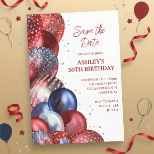 Save the Date Patriotic 50th Birthday Invitation