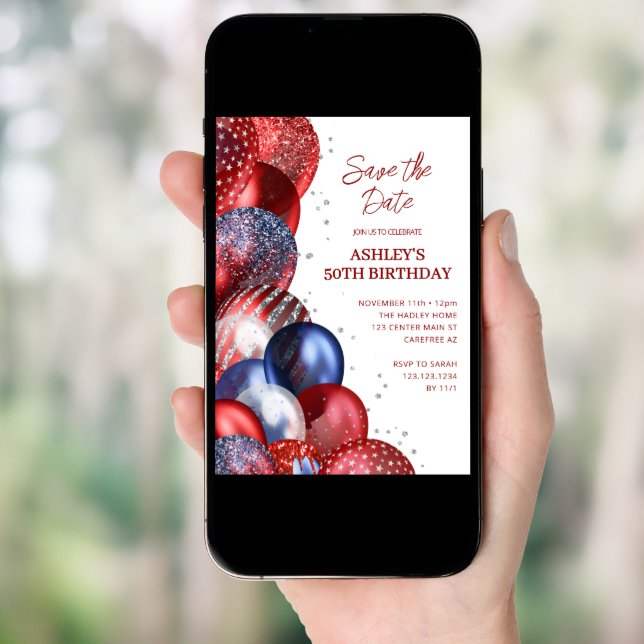 Save the Date Patriotic 50th Birthday Invitation (Front Digital)