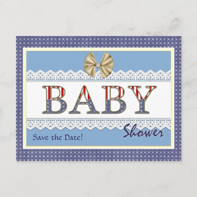 Save the Date Patriotic Baby Shower Postcard (Front)