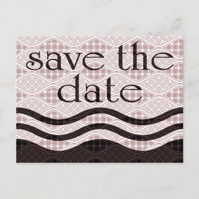 save the date : patterned waves : announcement postcard (Front)