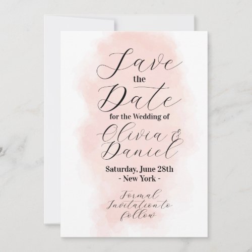 Save The Date Peach Watercolor Wash Wedding