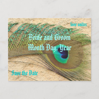 Save the Date Peacock Theme Postcard