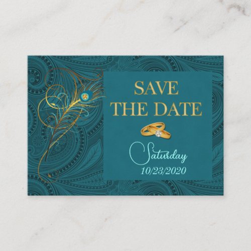 Save the Date Peacock Wedding Cubby Mini Cards Business Card Templates