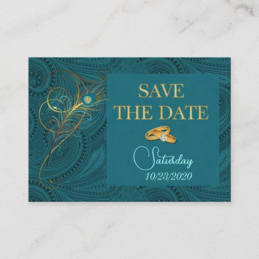 Customizable Save the Date Peacock Wedding Cubby Mini Cards Business Card Templates