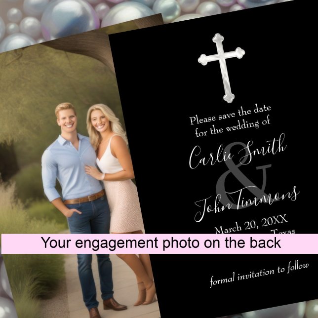 Save the Date Pearly Cross Any Color Photo (Creator Uploaded)