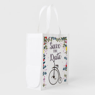 Save the Date Penny Farthing Grocery Bag