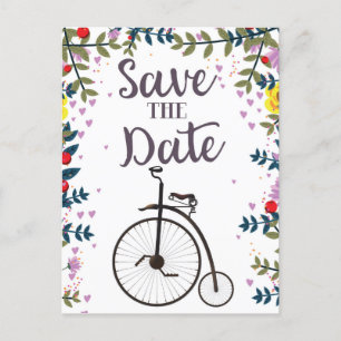 Save the Date Penny Farthing Postcard