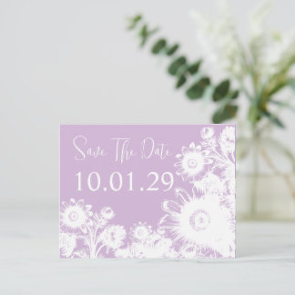 Save The Date PeriwinkleLavender Vintage Flowers Announcement Postcard