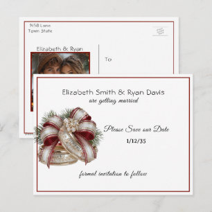 Save the Date Personal Photo & Wedding Rings Announcement Postcard