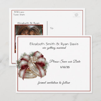  Save the Date Personal Photo & Wedding Rings Announcement Postcard
