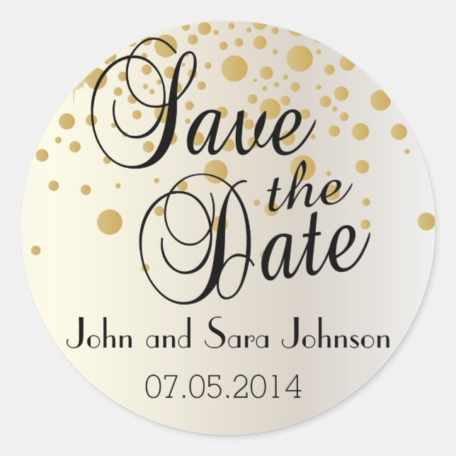 Save the Date | Personalize Classic Round Sticker (Front)