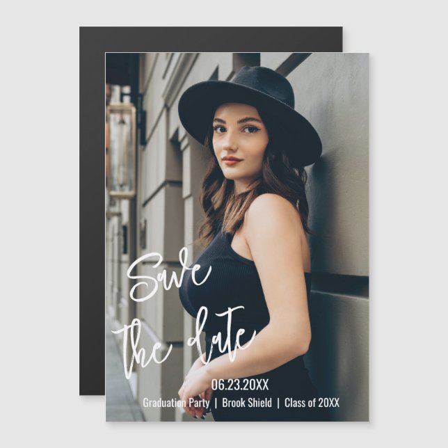 Save the Date Personalized Graduation Photo Magnet (Front/Back)