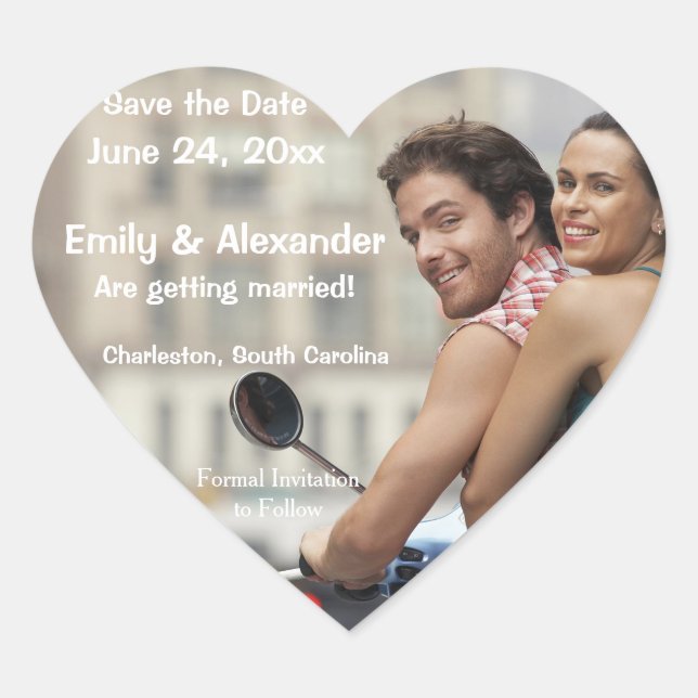 Save the Date Personalized Wedding Photo Sticker (Front)