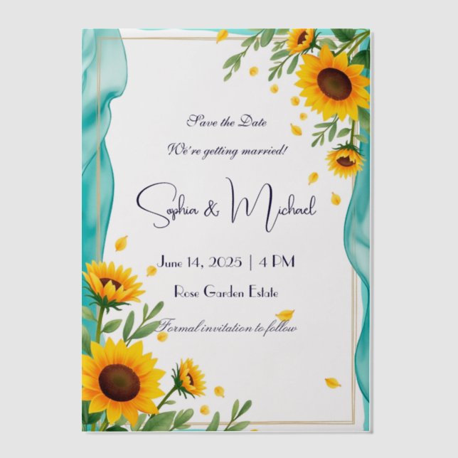 "Save the Date" Personalized Wedding Vellum Invitations (Front)