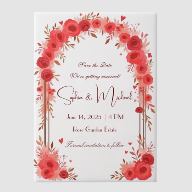 "Save the Date" Personalized Wedding Vellum Invitations (Front)