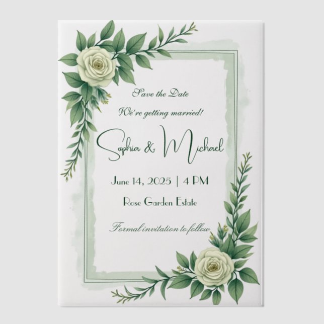 "Save the Date" Personalized Wedding Vellum Invitations (Front)