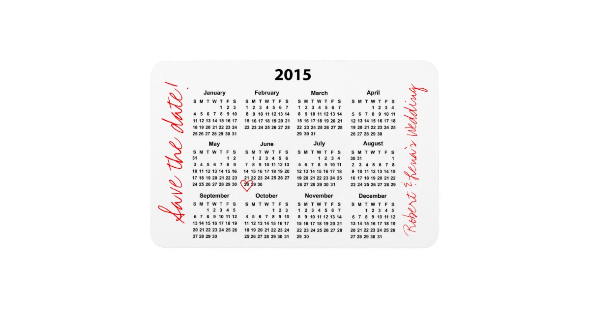 Save the date personalized yearly calendar magnet zazzle