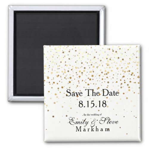 Save The Date Petite Golden Stars Magnet_BW Magnet