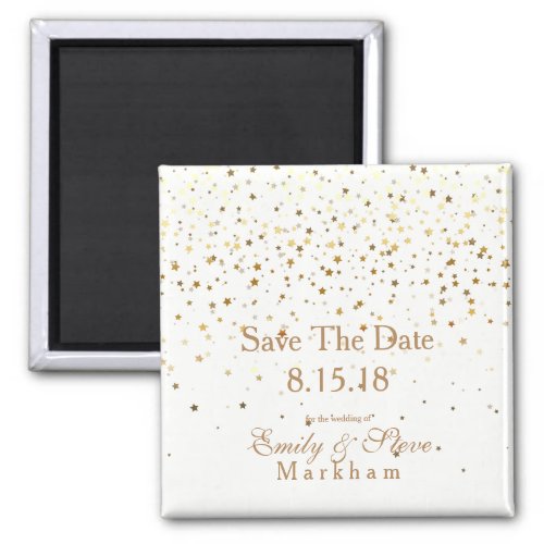 Save The Date Petite Golden Stars Magnet_White Magnet
