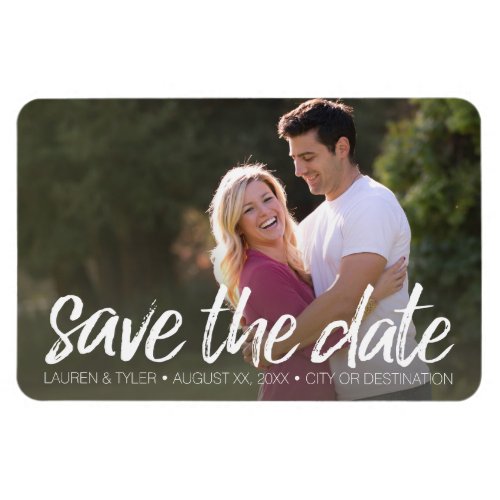 Save the Date _ Photo and Modern Brushed Lettering Magnet