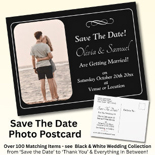 Save The Date, Photo - Black & White with Infinity Announcement Postcard