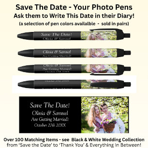 Save The Date + Photo, Black & White with Infinity Pen