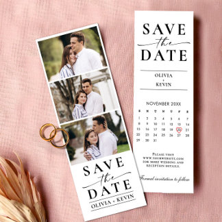 Save the Date Photo Booth Strip Wedding Calendar Bookmarks
