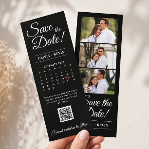 Save the Date Photo Booth Strip Wedding QR Black Bookmarks