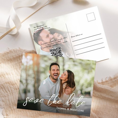 Save the Date Photo Budget Calligraphy Script Invitation Postcard