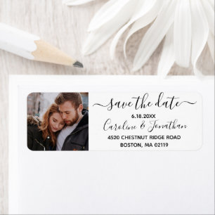Save the Date Photo Calligraphy Return Address Label