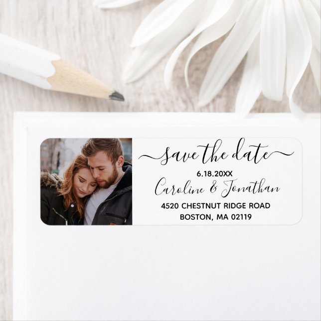 Save the Date Photo Calligraphy Return Address Label (Insitu)
