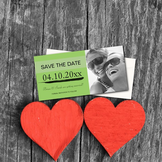 Save the Date Photo Card Announcements {Green} (Creator Uploaded)