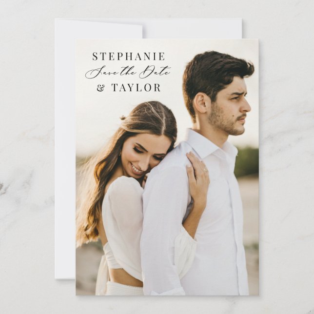 Save The Date Photo Card Boho Wedding Announcement (Front)