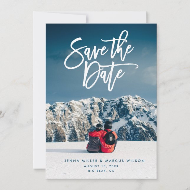 Save the Date photo card, brush script (Front)