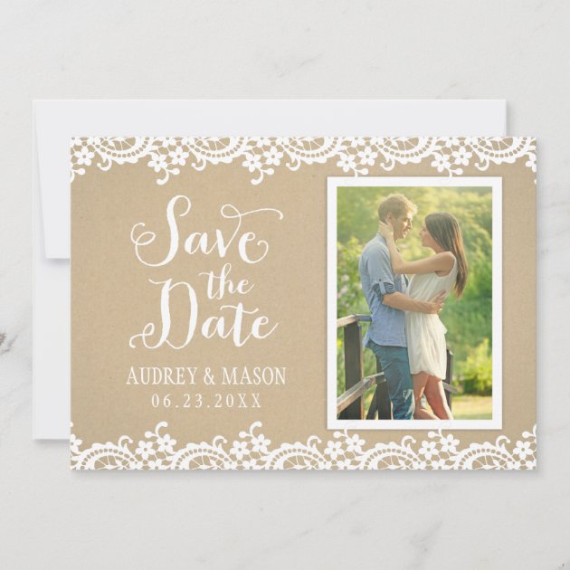 Save The Date Photo Card | Lace And Kraft