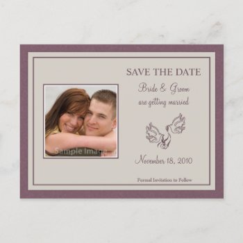 Save The Date Photo Card - Mauve Doves by AJsGraphics at Zazzle