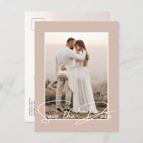 Save The Date Photo Chic Stylish Wedding Announcem Announcement Postcard