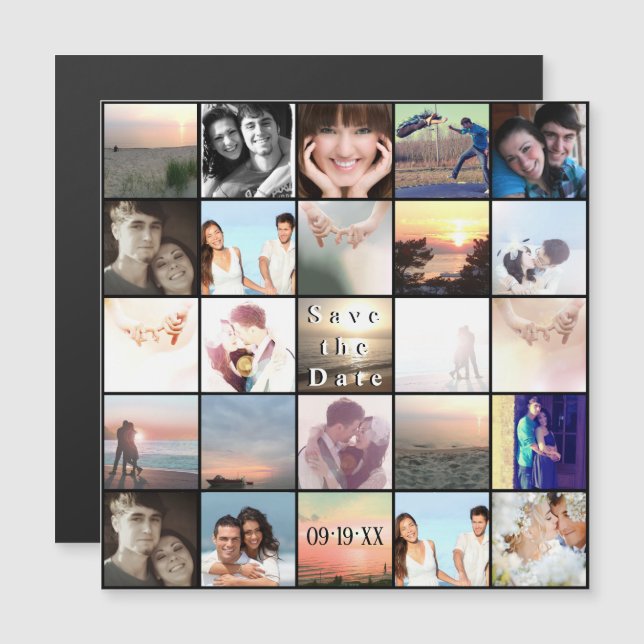 Save the Date Photo Collage Magnetic Invitation (Front/Back)