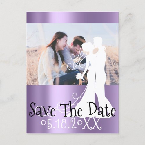 Save The Date Photo Doodle Engagement Card Lavende