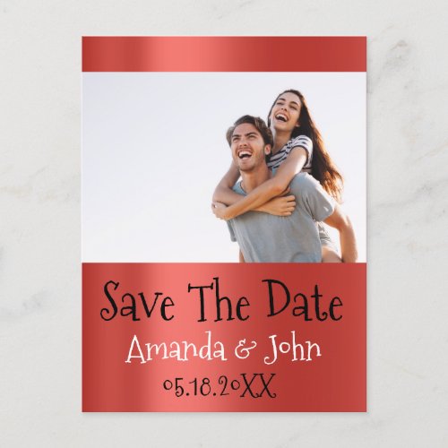 Save The Date Photo Doodle Engagement Card Red