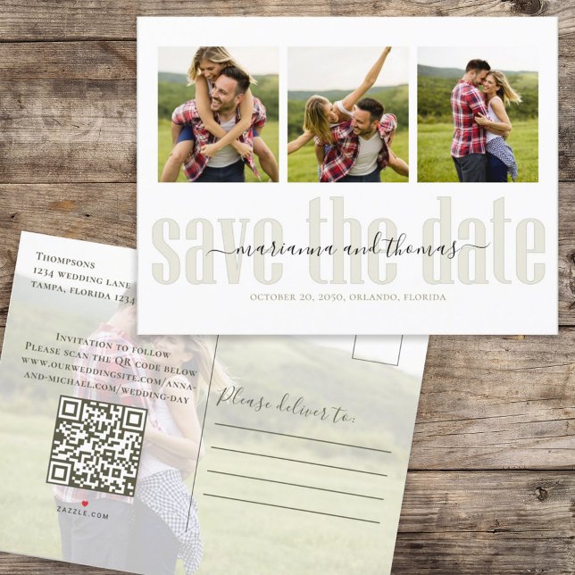 Save the Date Photo Elegant Simple Typography Announcement Postcard (Creator Uploaded)