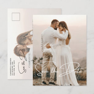 Save The Date Photo Elegant Wedding  Announcement Postcard