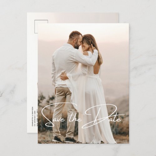 Save The Date Photo Elegant Wedding  Announcement Postcard