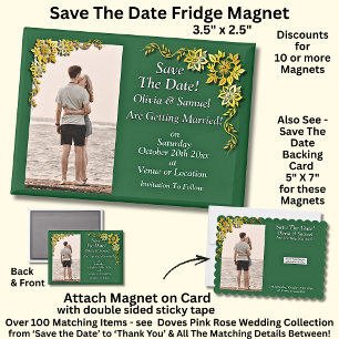 Save The Date, Photo -Emerald Green & Gold Fridge Magnet