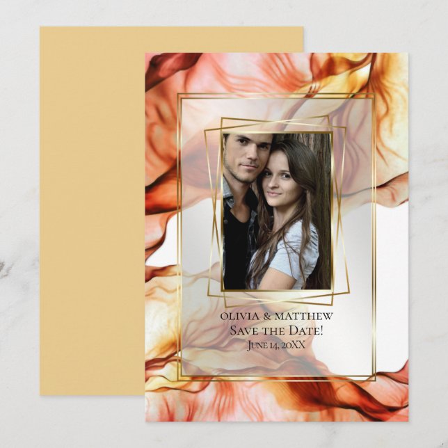 Save the Date | Photo Frame Autumn Abstract 5 Invitation (Front/Back)