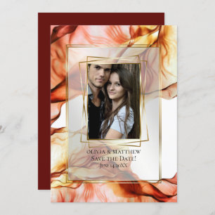 Save the Date Photo Frame Autumn Colors Abstract Invitation