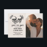 Save The Date Photo Gothic Halloween Skull Card<br><div class="desc">Skull Save The Date Photo  Rustic Gothic Frame cards,  perfect to let your guests know your event date! Matching item to the Collection! Front and back included.</div>