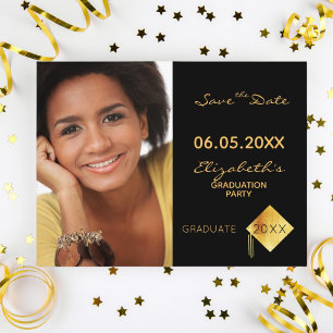 Save the Date photo graduation party black 2026 Postcard