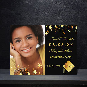Save the Date photo graduation party black 2026 Postcard