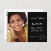 Save the Date photo graduation party black Postcard (Front/Back)